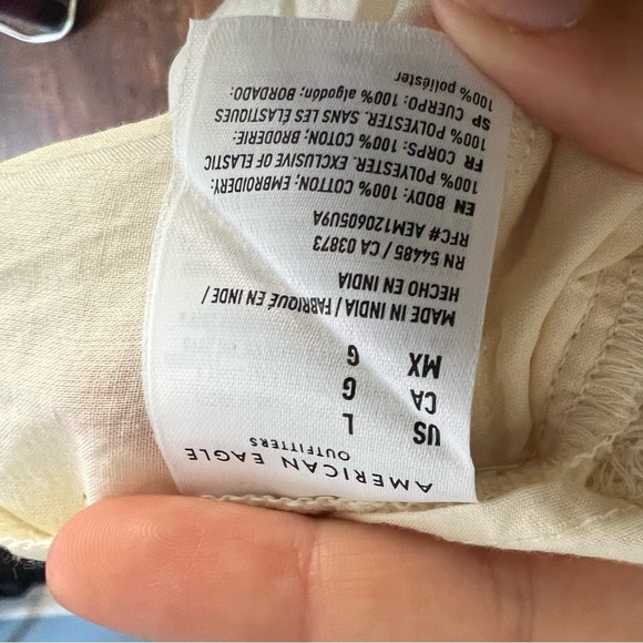 American Eagle Cream Long Sleeve Lace Blouse - Picture 7 of 8